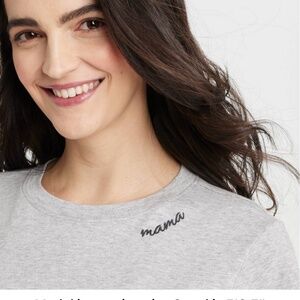 Short Sleeve Mama Embroidery Graphic Maternity T-Shirt - Baby Shower gift